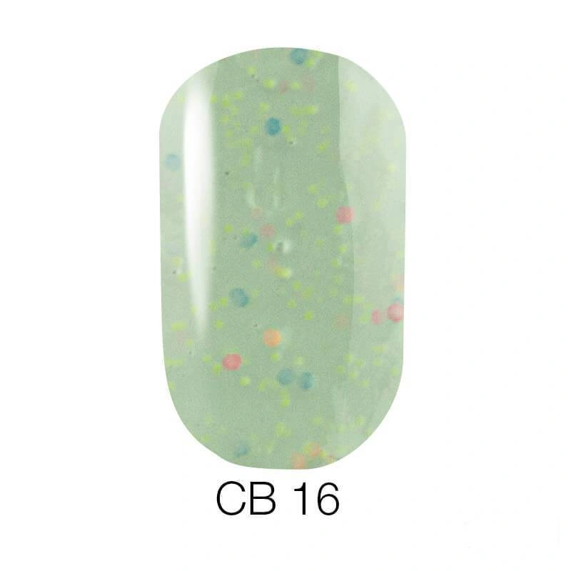 Гель-лак Naomi Gel Polish Candy Bar № CB 16 зелено-сірий з конфетті 6мл