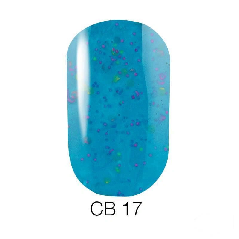 Гель-лак Naomi Gel Polish Candy Bar № CB 17 темно-блакитний з конфетті 6мл