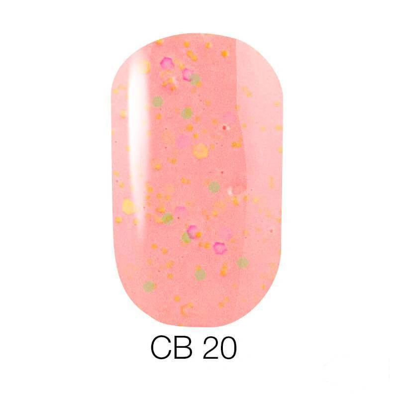Гель-лак Naomi Gel Polish Candy Bar № CB 20 рожево-персиковий, з конфетті 6мл