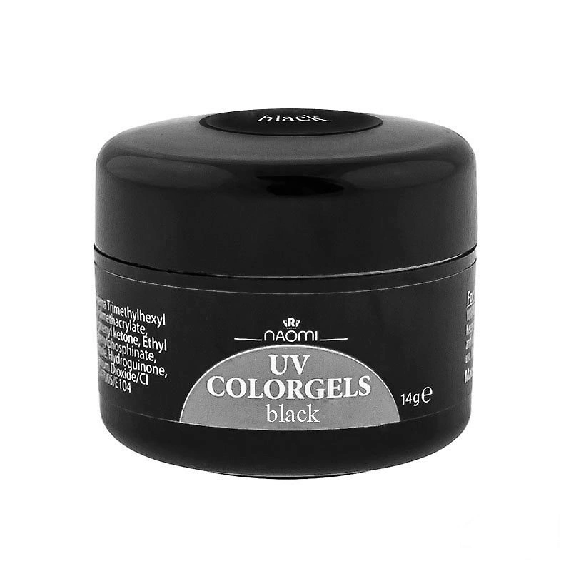 Гель для швидкого вирівнювання поверхні нігтів Naomi UV Colorgels Black 14 г