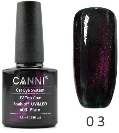 Топ з ефектом "Котяче око" Canni Top Coat Cats Eye Purple пурпуровий 7,3 мл