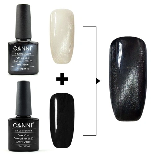 Топ з ефектом "Котяче око" Canni Top Coat Cats Eye Silver срібло 7,3 мл