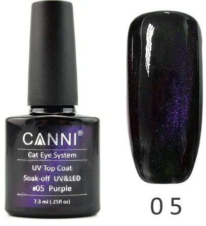 Топ з ефектом "Котяче око" Canni Top Coat Cats Eye Lilac бузковий 7,3 мл