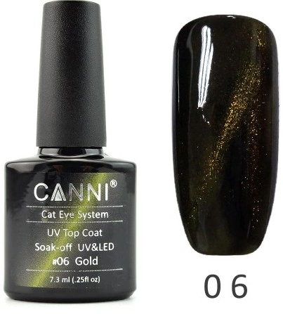 Топ Котяче око 06 Canni Top Coat Cats Eye Gold золото 7,3 мл