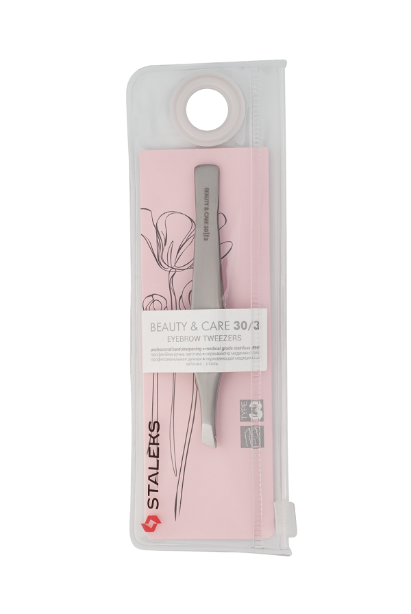 Пінцет для брів Staleks BEAUTY & CARE 30 TYPE 30 (П-17) широкі скошені краї