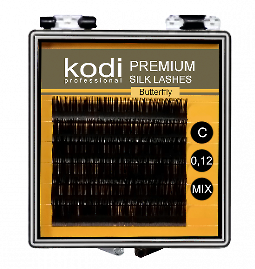 Вії для нарощування Kodi Curved Eyelashes З 0.12 (6 rows: 8-2,9-2,10-2) Butterfly Package чорні