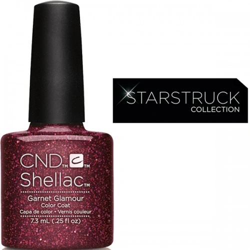 Гель-лак CND Shellac Garnet Glamour бордовий з глітером 7,3 мл