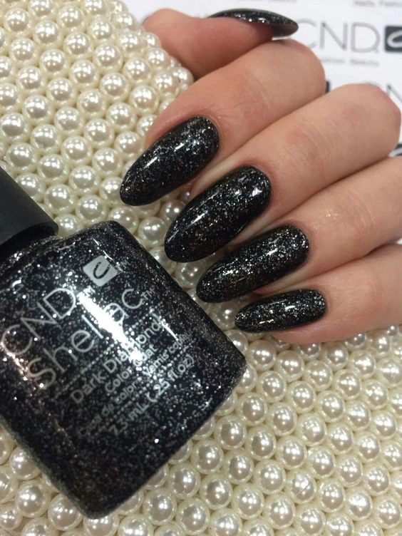 Гель-лак CND Shellac Dark Diamonds чорний із сріблястим гліттером 7,3 мл
