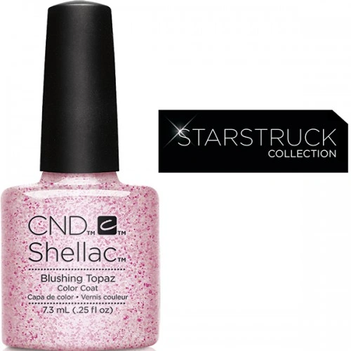Гель-лак CND Shellac Blushing Topaz рожеві блискітки на прозорій основі 7,3 мл