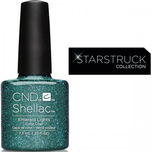 Гель-лак CND Shellac Emerald Lights зелений з глітером 7,3 мл
