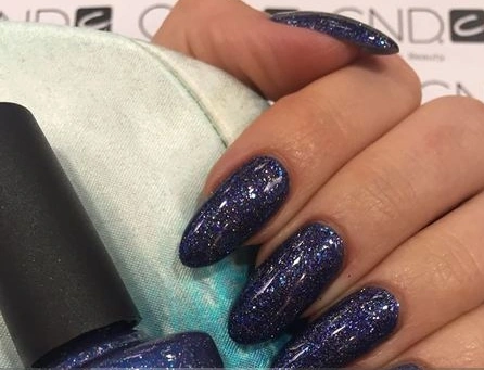 Гель-лак CND Shellac Starry Sapphire темно-синій з різнокольоровим глітером 7,3 мл