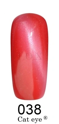 Магнітний гель-лак котяче око FOX Gold Cat Eye Gel Polish №038 червоно-рожевий з мікроблиском 6 мл