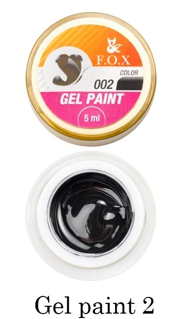 Гель-фарба для дизайну FOX Gel Paint 002 чорна 5 мл