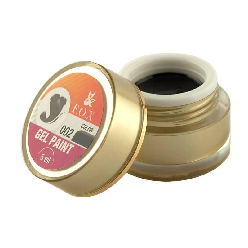 Гель-фарба для дизайну FOX Gel Paint 002 чорна 5 мл