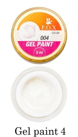 Гель-фарба для дизайну FOX Gel Paint 004 сріблясті блискітки на прозорій основі 5 мл