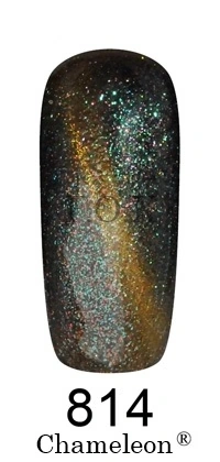 Магнітний гель-лак Хамелеон FOX Gel Polish Gold Chameleon №814 зелено-фіолетовий з коричневим та із золотим мікроблиском 6 мл