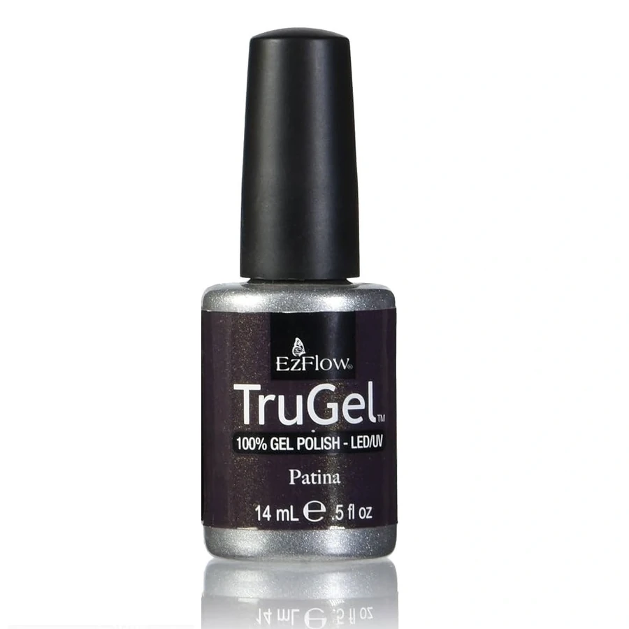 Гель-лак EzFlow TruGel Patina темно-коричневий із золотим піском 14 мл
