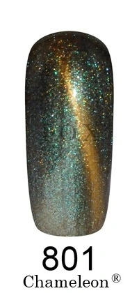 Магнітний гель-лак Хамелеон FOX Gel Polish Gold Chameleon №801 зелено-бюрюзово-коричневий із золотим мікроблиском 12 мл