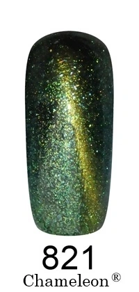 Магнітний гель-лак Хамелеон FOX Gel Polish Gold Chameleon №821 смарагдово-салатовий із золотим мікроблиском 12 мл