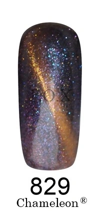 Магнітний гель-лак Хамелеон FOX Gel Polish Gold Chameleon №829 синьо-блакитний з фіолетовими відблисками та золотим мікроблиском 12 мл