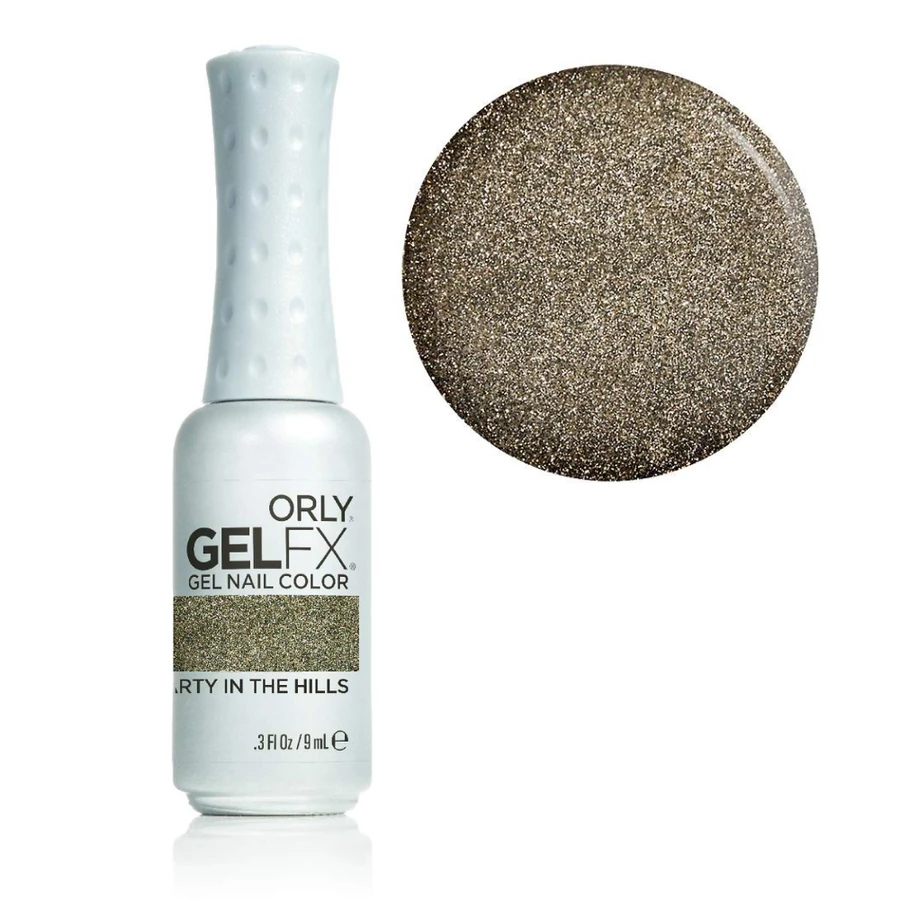 Гель-лак ORLY Gel FX Party in The Hills прозорий, зі щільними золотими та чорними блискітками 9 мл
