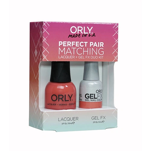 Набір гель-лак+лак ORLY Set Gel-Polish and Lacquer Ablaze яскравий рожево-кораловий з мікроблиском 9 мл/18 мл