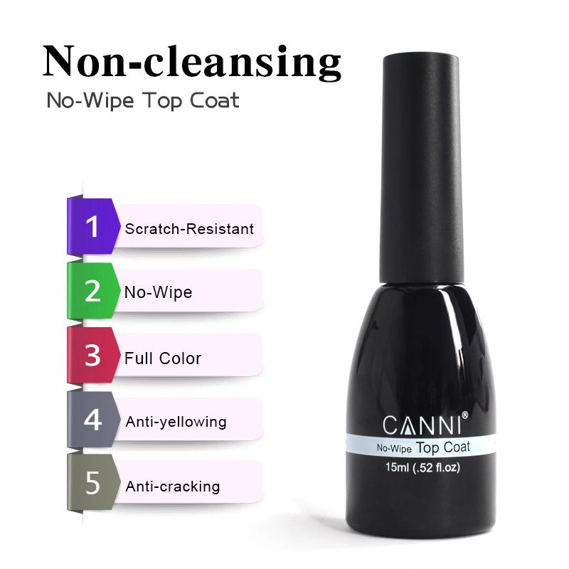 Верхнє покриття для гель-лаку Canni No-Wipe Top Coat без липкого шару 15 мл