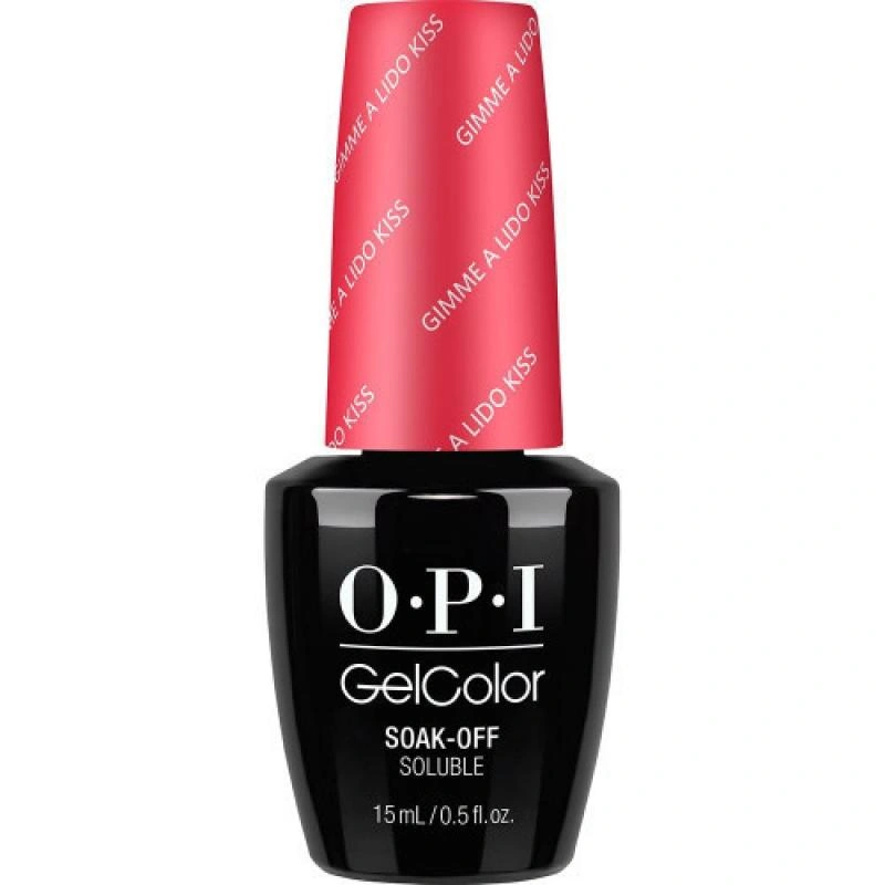 Гель-лак OPI Gimme a Lido Kiss миготливий червоний з легким мікроблиском 15 мл