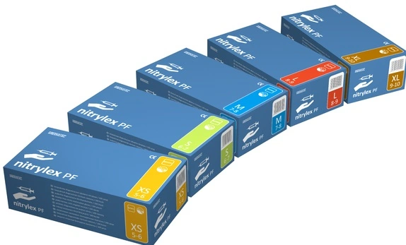 Неопудрені одноразові рукавички Mercator Medical Nitrylex PF Blue Gloves (S 6-7) блакитні, 100 шт.
