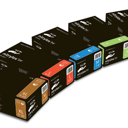 Неопудрені одноразові рукавички S Mercator Medical Nitrylex PF Black Gloves S (6-7) чорні 100 шт