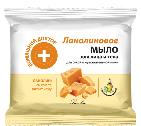 Мило для обличчя та тіла Ланолінове Домашний Доктор (The Doctor) Soap For Face та Body Lanolin 70 гр