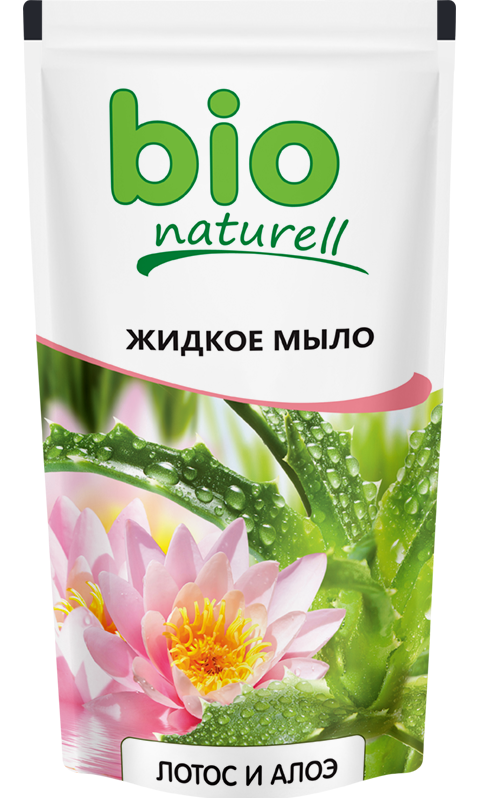 Дой-пак рідке мило «Лотос та Алое» Bio naturell Doypack Liquid Soap Aloe and Lotus 500 мл