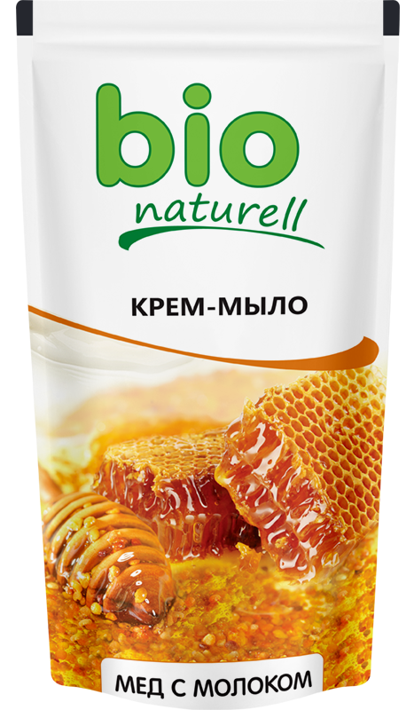 Дой-пак крем-мило Мед з молоком Bio naturell Doypack Cream Soap Honey and Milk 500 мл