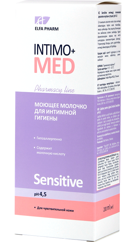 Молочко для інтимної гігієни Elfa Pharm Intimo+med Milk Sensitive 200 мл