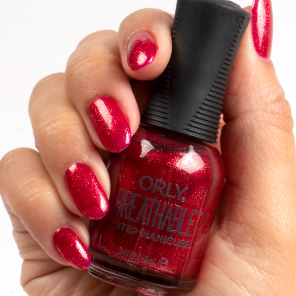 Лак + лікування ORLY Breathable Stronger Than Ever червоно-малиновий з блискітками 18 мл
