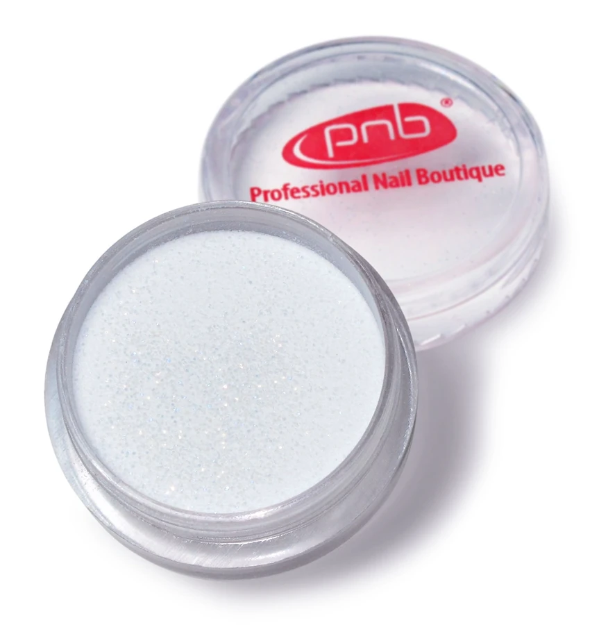 Кольорова акрилова пудра PNB Color Acrylic Powder 01 White Glitter білий блиск 2 г
