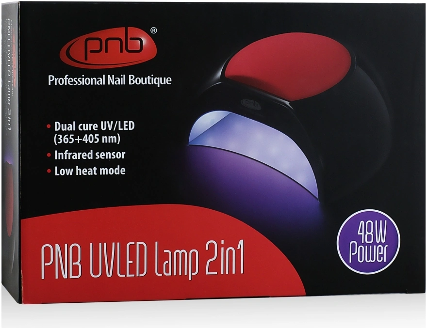 Світлодіодна UV/LED лампа 2в1 PNB UV/LED Lamp 2in1 48W Black чорна