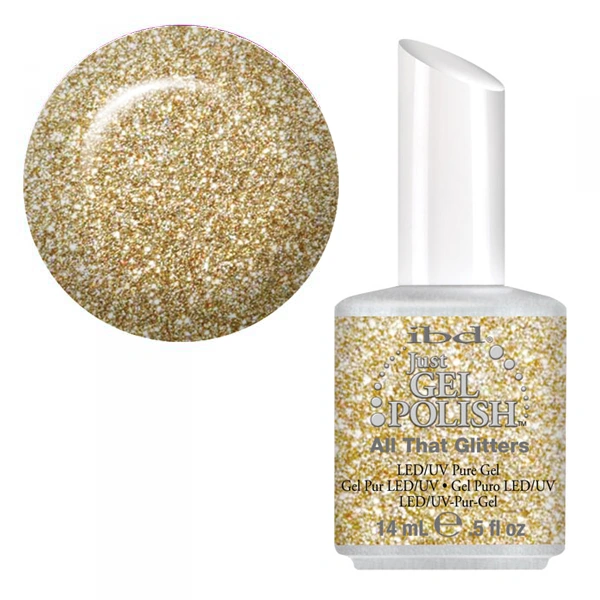 Гель-лак Весь цей блиск IBD Just Gel Polish All That Glitters золоті блискітки 14 мл