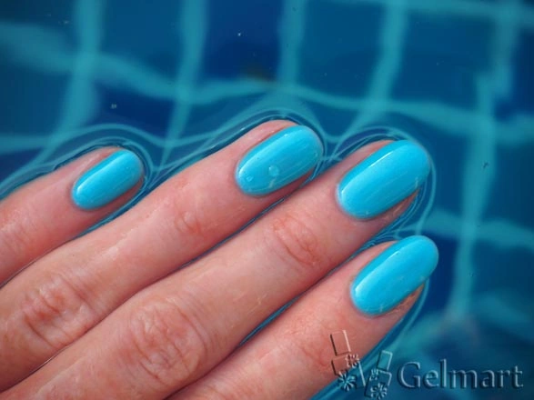 Гель-лак EzFlow TruGel Electrik Blue кислотний яскраво-блакитний з легким перламутром 14 мл