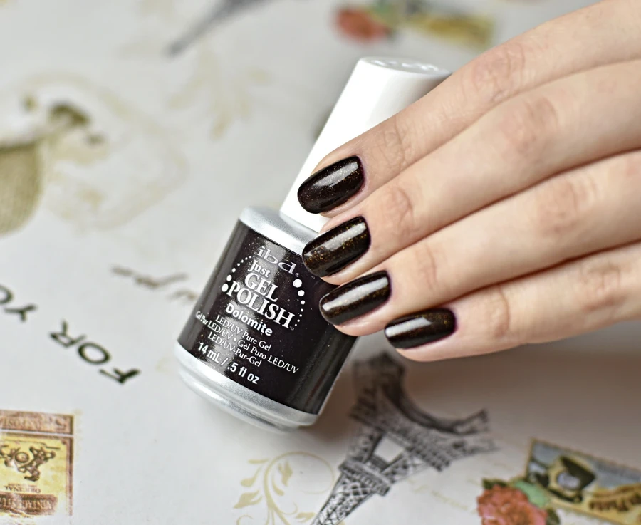 Доломіт IBD Just Gel Polish Dolomite чорно-коричневий із золотими блискітками 14 мл
