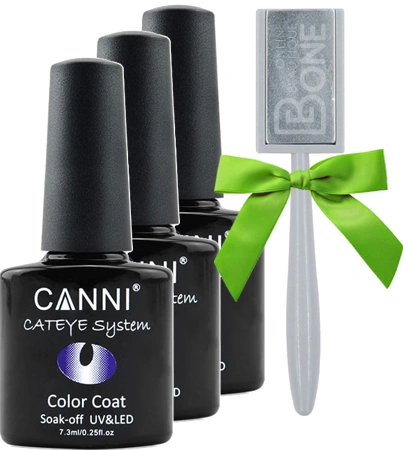 Набір 3 магнітних гель-лаку Canni+Магніт Canni Set Magnet + 3 Cats Eye 7,3 мл