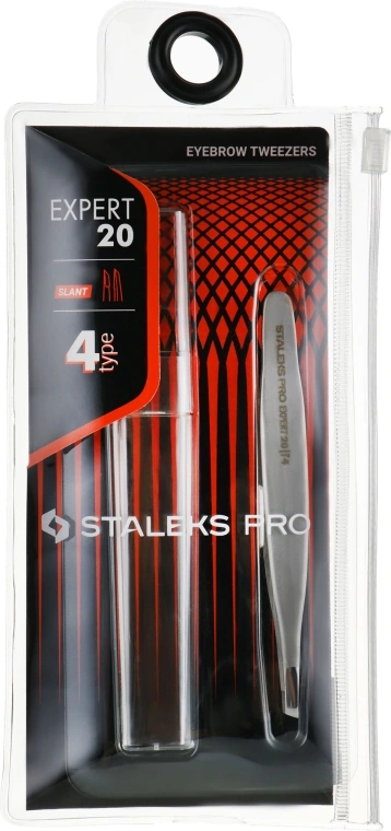 Пінцет для брів Staleks Pro EXPERT 20 TYPE 4 вузькі скошені кромки