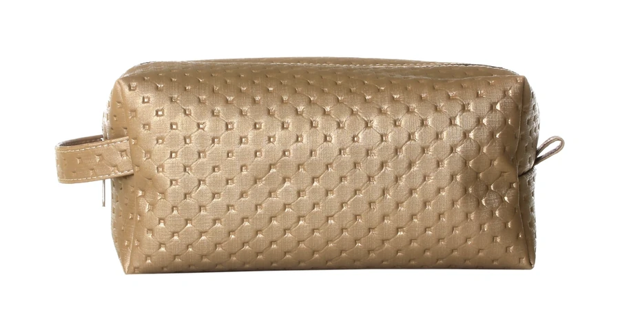 Косметичка велика OJO Travel Luxe Large Cosmetician with Handle з ручкою, золото з тисненням