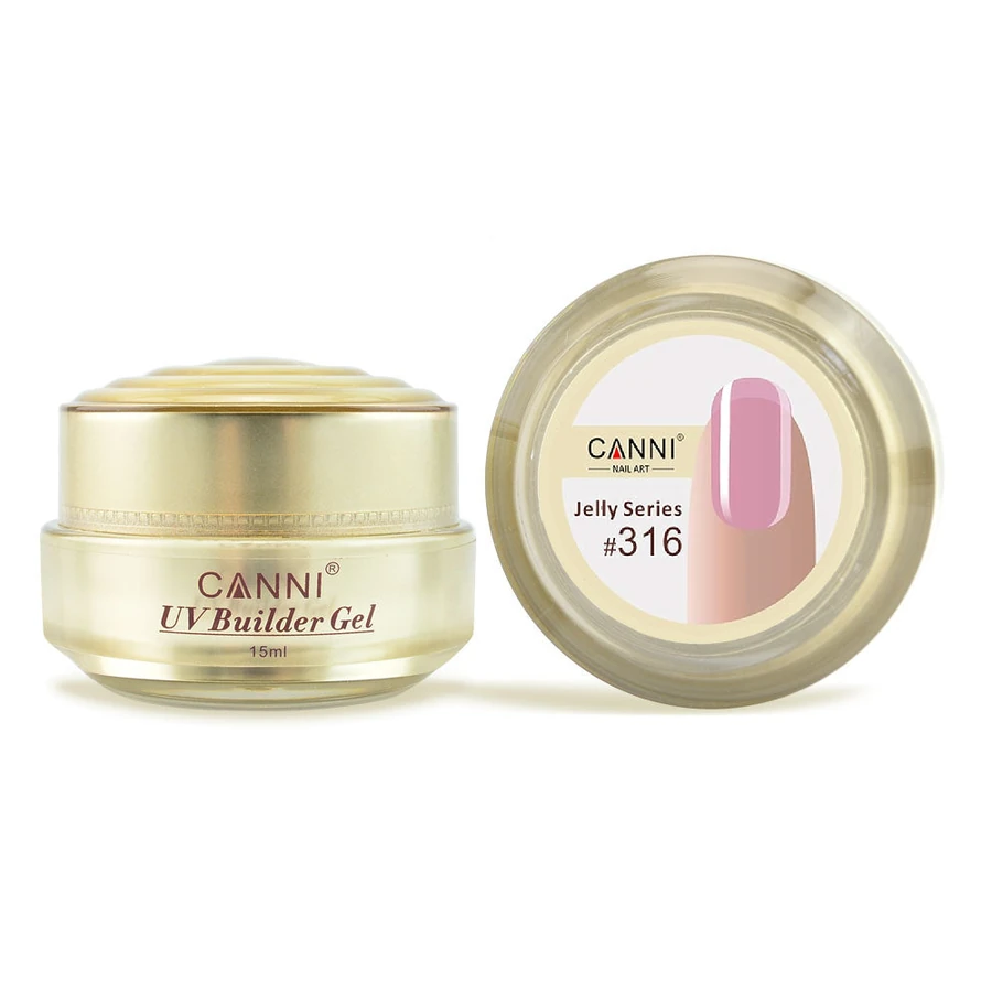 Конструюючий гель Canni UV Builder Gel Jelly Series #316 легкий рожевий, напівпрозорий 15 мл