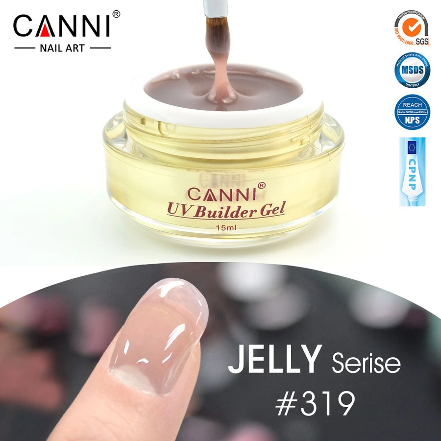 Конструюючий гель Canni UV Builder Gel Jelly Series #319 тілесно-сіро-бежевий, напівпрозорий 15 мл
