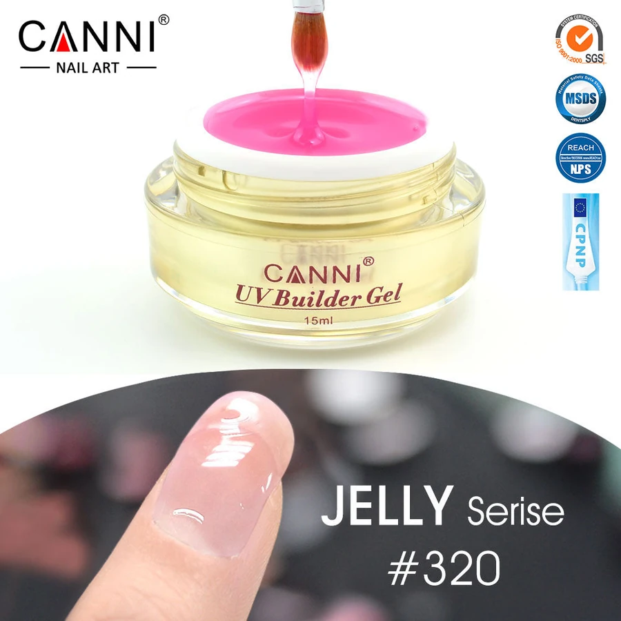 Конструюючий гель Canni UV Builder Gel Jelly Series #320 рожевий, напівпрозорий 15 мл
