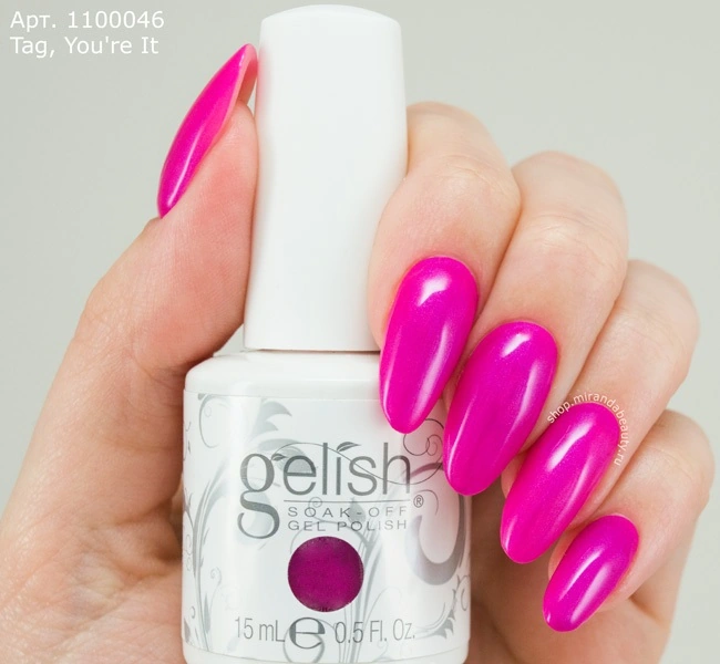 Гель-лак Harmony Gelish Tag, You`re It фуксієво-рожевий з мікроблиском 15 мл