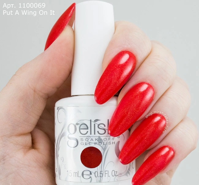 Гель-лак Harmony Gelish Put A Wing On It вогненно-червоний з мікроблиском 15 мл