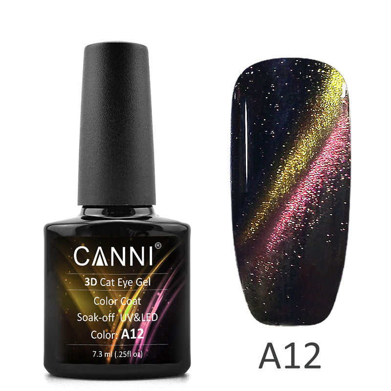 Топ з ефектом "Зоряне небо" Canni 3D Top Coat Cat Eye A12 7,3 мл