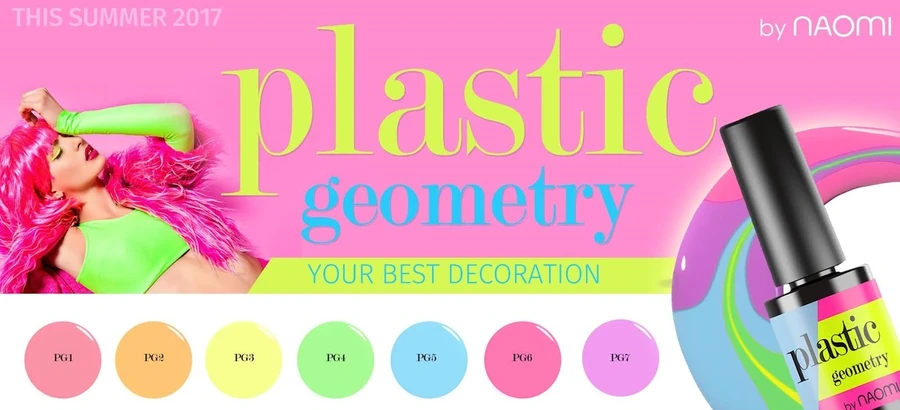 Гель-лак Naomi Gel Polish Plastic Geometry PG4 зелений, емалевий, флуоресцентний, з ефектом пластику 6 мл